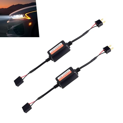 lekiliky 2PCS Car LED Bulb Decoder, Vehicle H7 Bulb Lighting System Fault Decoder, Plug & Play Anti Flicker Wiring Harness Adapter for Radio Audio LED Filter, Universal for Most Vehicles (Black)