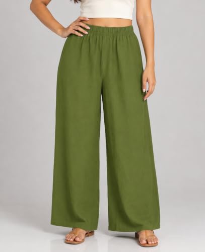 Image of Plaazo Women's Cotton Palazzo | Wide Leg Palazzo for Women | Soft Breathable High Waist Bottom Wear | Comfortable Casual, Office, Travel for Women