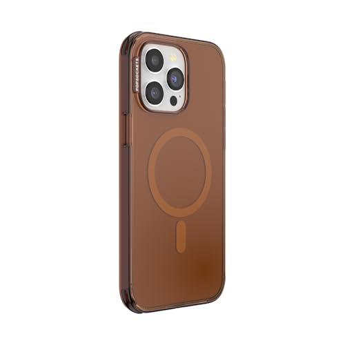 Image of POPSOCKETS iPhone 14 Pro Max Case with Phone Grip and Slide Compatible with MagSafe, Phone Case for iPhone 14 Pro Max, Wireless Charging Compatible - Amber