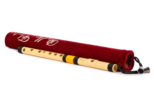 Image of Radhe Flutes | A Natural Right Handed Middle Bansuri | Black & Orange| Tuned With Tanpura A=440Hz | PVC Flute + Velvet Cover + Hindi & English Flute Lessons