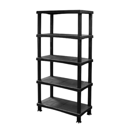 5 Tier Plastic Shelving Unit Storage Racking Shelves Home Office Garden Garage Shed Utility Room Warehouse Shelf Rack Pantry Shelfs (5 Tier Plastic Shelves Black)