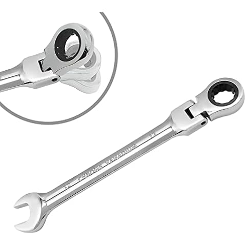 HARSKIYER 12mm Flex-Head Ratchet Wrench, Metric Ratcheting Wrench Spanner Reversible Ratcheting Wrench Flex-Head Ratcheting Combination Wrench Cover