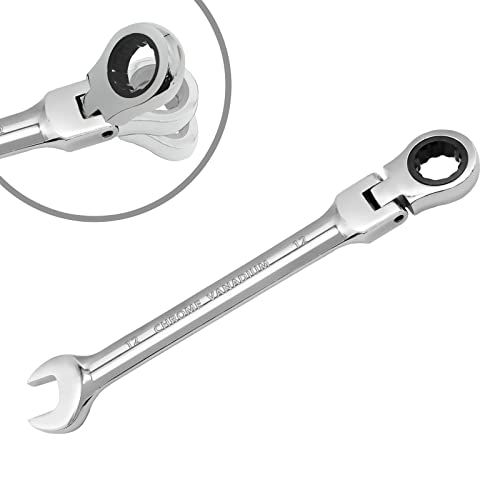 Harskiyer 12Mm Flex-Head Ratchet Wrench, Metric Ratcheting Wrench Spanner Reversible Ratcheting Wrench Flex-Head Ratcheting Combination Wrench #TOP17