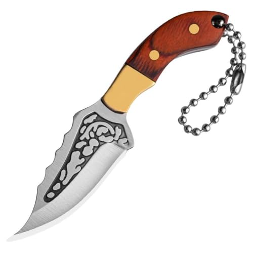 Image of Mini Knife Keychain with Sheath - Portable EDC Pocket Tool | Tiny Collectible Key Chain with Leather Cover for Chef, Kitchen, Travel, Decoration & Gifts