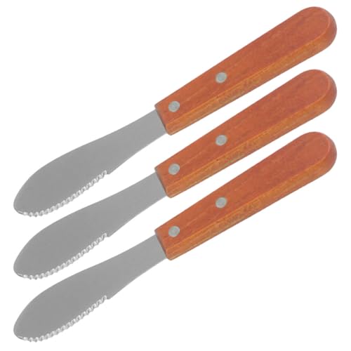 SHINEOFI Lot de 3 Spatules à Fromage en Acier Inoxydable Manches en Bois Coupe Fromage et Racloir à Beurre Multifonctionnel Taille Compacte Ustensiles la Cuisine pour Découper