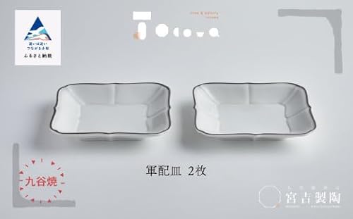 九谷焼 磁器白九谷「軍配皿」2枚セット 縁錆 おさら さら 普段使い
