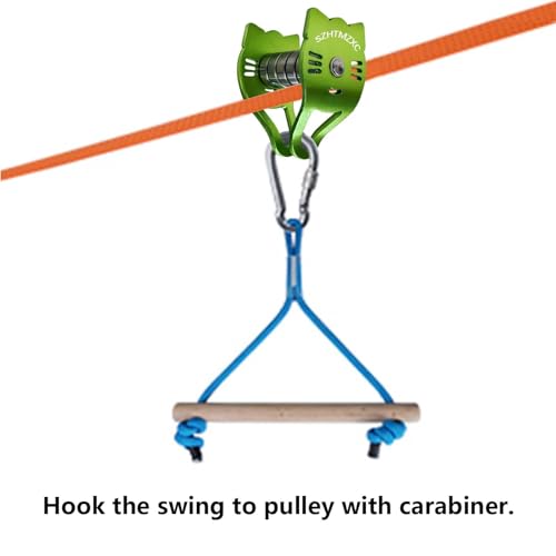 Image of Kids Zipline Cat Pulley, Ninja Slackline Slider with Brake Stopper | Smooth & Silky, Quick Setup, Children Toys, Backyard, Outdoor Playground Fitness Equipment, CPSC Approval