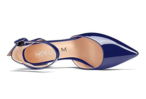 HDEUOLM Women Kitten Block Heels Ankle Strap Pumps Closed Toe Low Chunky Heel Sandals Basic Shoes4