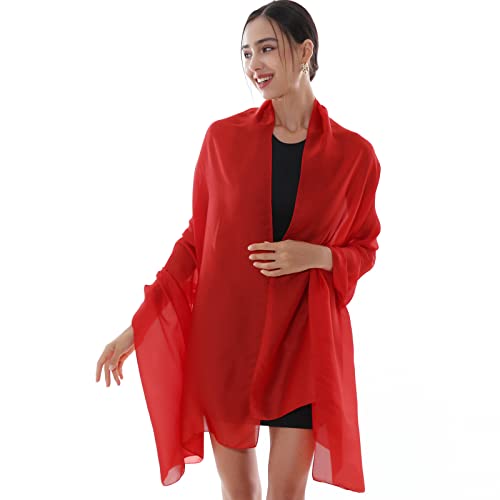 RIIQIICHY Écharpe Femme Pashmina Rouge Étole Robe de Soirée Chale Mariage Festive Foulard...