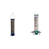 Droll Yankees Whipper Squirrel-Proof Bird Feeder with Collapsible Perches, Blue & YF-M Yankee Flipper Squirrel-Proof Wild Bird Feeder with Weight Activated Rotating Perch - 5Lbs Seed Capacity