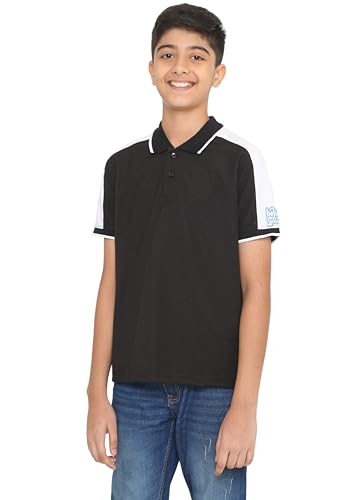 Image of TotzTouch Boys Premium Polo Collar Tshirt Combo with Zipper Closure Color White & Black Age 6 Years to 15 Years