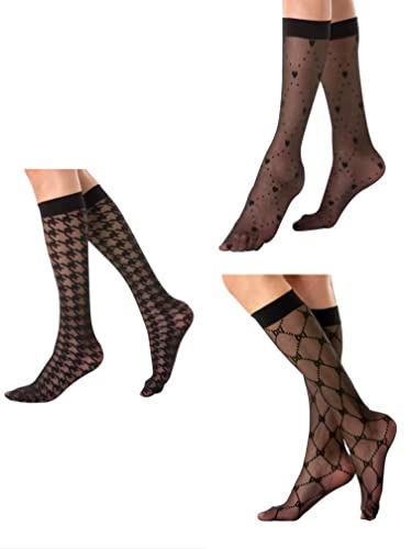 Gi&Gi Chaussettes longues et transparentes dans divers motifs.mi bas femme voile noir