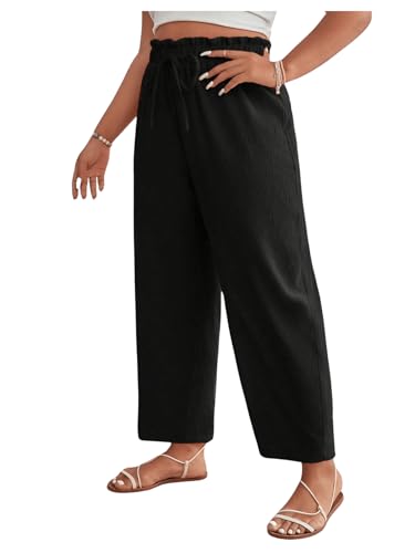 Women's Plus Size Drawstring High Waist Pants Loose Casual Knot Front Trousers Lounge4