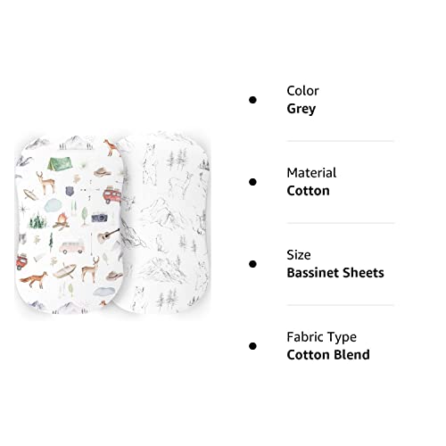 Pobibaby - 2 Pack Premium Bassinet Sheets For Standard Bassinets - Ultra-Soft Cotton Blend, Stylish Woodland Pattern, Safe And Snug For Baby (Explore) #TOP6
