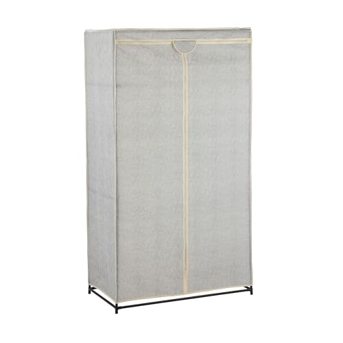 Msv Armario de Tela Plegable XL con Barra para Colgar Ropa de 90 x 50 x 160 cm, Poliéster, Gris Beige, 90x50x160