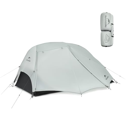 Naturehike Star River UL 2 Person Tent for Camping 15D Ultralight Silicone Coated Fabric Weighs only 50.82oz Compact Waterproof Double Canopy and Door Aluminum Pole Anti-mosqui (Moonstone Gray)
