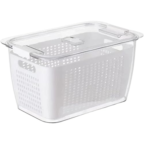 Lekolock 食品保存容器 収納かご 冷蔵庫 収納ケース 野菜水切り器 野菜保存ケース野菜室収納 冷蔵庫収納 保存容器コランダー付き キッチン収納 蓋つき 食品収納大容量収納ボックス ザル 果物と野菜のかご ラップボックス 冷蔵庫 整理ケース 通気穴付