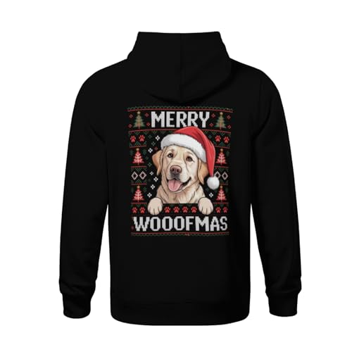 Kids Funny Ugly Sweater Merry Woofmas Golden Retriever Dog Boys Girls Lightweight Kangaroo Pocket Fleece Hoodies3