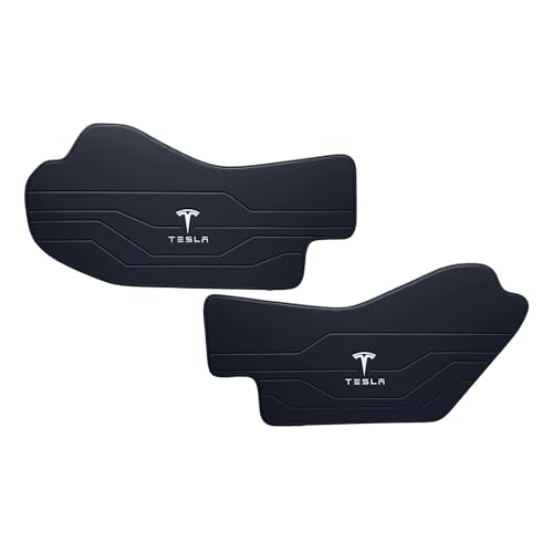 POKUNG Center Console Leather Side Anti-Kick Mats(2 Pieces) Designed for Tesla Model Y Juniper(2025-2027),Waterproof, Dust Resistant, Front Seat Side Protector Cover Black