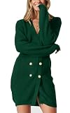 PRETTYGARDEN Womens Cardigans Dressy Casual Long Cardigan Sweater Dress Botton Up Warm Women Cardigans for Fall and Winter (Green,X-Large)