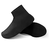 TCCFCCT Waterproof Shoe Covers, Reusable Silicone Shoe Protectors for Men, Women, Durable, Easy to Carry, Nonslip Rain Shoe Covers for Rain, Snow, Car Washing, Camping, Black, Medium