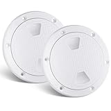 Amarine Made 2 Pack of 7 in Boat Round Non Slip Inspection Hatch,Detachable Cover and Pre-drilled Holes in Deck Plate Easily to Install (7