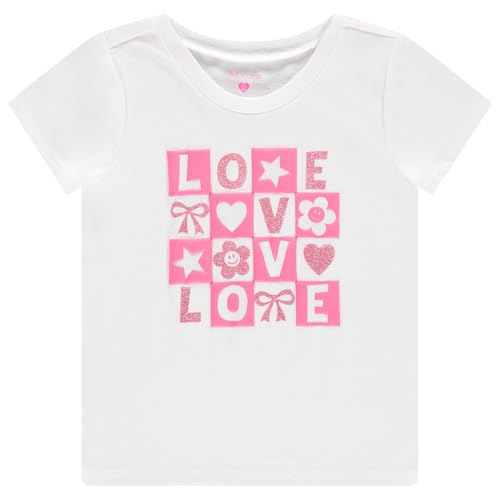 Image of BTween Girls 4 Piece Tops Fashionable Short Sleeve T-Shirt Casual Daily Shirt for Kids Assorted Colors