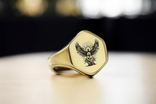 Chevalière homme argent 925 plaqué or bague aigle Jésus - 2