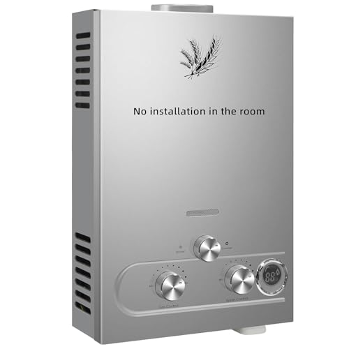 Calentador de agua sin depósito propano, 12L 24KW LPG GLP Calentador de agua instantáneo portátil para uso al aire libre en Vr, autocaravanas, remolques, cabinas, punto de uso (12L 24KW)