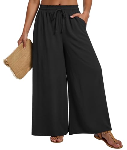 LONGYUAN Womens Plus Size Wide Leg Pants Casual Trousers with Pockets 1X-5X2