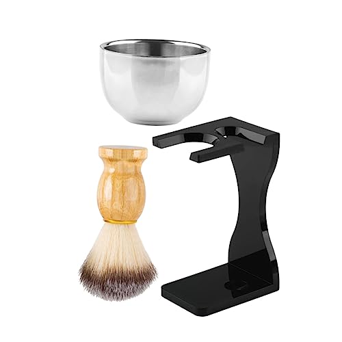 Beaupretty 1 Juego Set De Taza De Afeitar Resistente Al Desgaste Brocha De Afeitar Multiusos Suministro De Cepillo Para Barba Tazón De Afeitar y Soporte Madera
