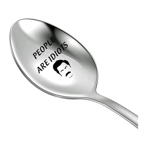 Comedy TV Show Gift Parks Gift Recreation Gift PEOPLE ARE IDIOTS Engraved Coffee Spoon Stainless Steel, PEOPLE ARE IDIOTS SPOON, Metal, na unknow Cover