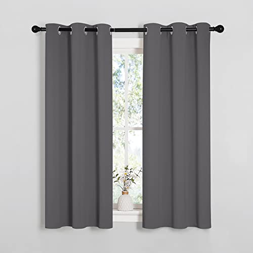 Image of NICETOWN Bedroom Curtains Blackout Drapery Panels, Three Pass Microfiber Thermal Insulated Solid Ring Top Blackout Window Curtains /Drapes (Two Panels, 34 x 54 inches, Gray)