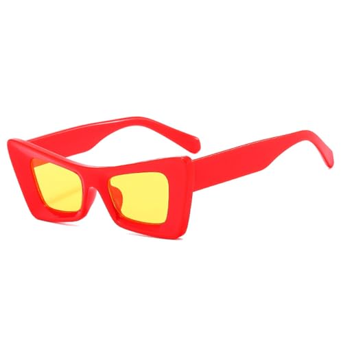 Lunettes de soleil œil de chat UV400 tendance rétro jaune pour femmes et hommes