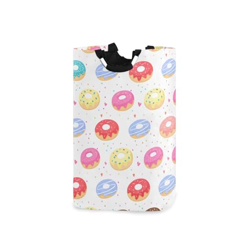 Jihqo Laundry Hamper Basket Colorful Donuts Collapsible Nursery Storage Bin Waterproof Clothing Baskets for Home Bedroom Bathroom Washing Room