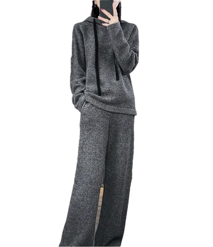 Ensemble laine femme contre le froid : costume décontracté avec pantalon large taille haute