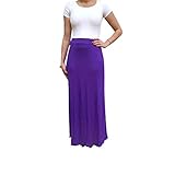 OrlyCollection Stylish A-Line Long Maxi Skirt for Women Soft Comfort 1.1/2 inches Elastic Waist...