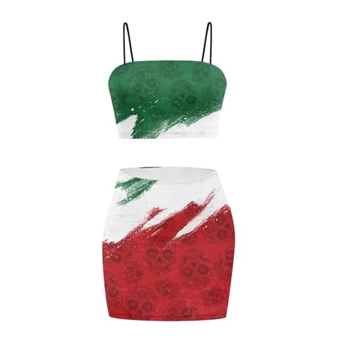 Image of 2025 Sexy Spaghetti Strap Crop Tops and Bodycon Skirt Casual 2 Piece Set S-4XL