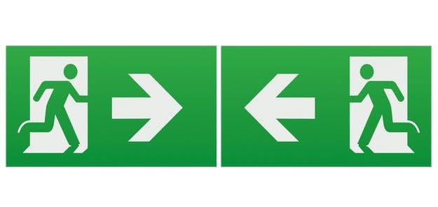 Running Man Legend (kit of 2) with Left/Right Facing Arrow for EMEXIT/EMLREC/EMLSUS/EMXST