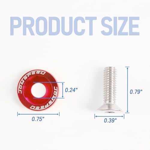 Image of JDMSPEED 20 Pcs Red CNC Billet Aluminum Fender Washer Engine Bay Dress Up Kit