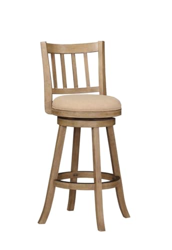 Butaco giratorio Boraam Sheldon en tono Seaside Ash, altura barra, estructura de madera de caucho y tapizado en lino miniatura 3