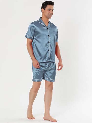 Lars Amadeus Men's Satin Pajama Sets Short Sleeves Summer 2 Piece Loungewear Sleepwears Nightwear2
