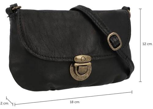 Gusti Leder Umhängetasche Rona – Kleine Handtasche Damen – Vintage Umhängetasche Damen aus echtem Leder – Schwarz