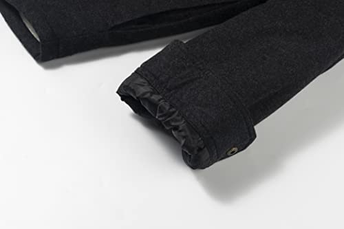 Image of COEVALS CLUB Men's Flannel Fleece Sherpa Quilted Lined Plaid Snap Work Shirt Jacket /Hooded