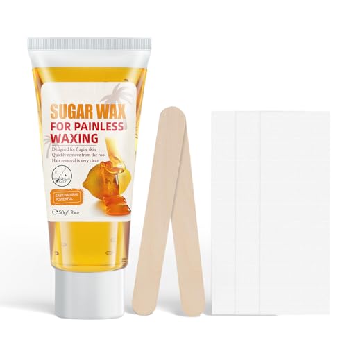 SHEBEEDO Sugar Wax Kit No-Heat Formula Waxing Sugar Paste Sugar Wax Hair Removal Kit For Face Legs Body Bikini Eyebrow All Body Areas 100% Natural Soft Wax For Sensitive Skin