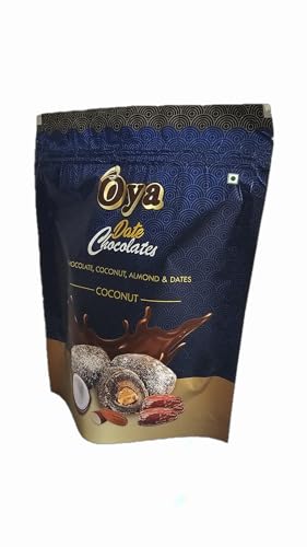 Oya Chocolate Crunchy Almond Dates — Pemium Chocolate Dates With Crunchy Almond | 250 Grams (Coconut Chocolates, 250g) Healthy guilt-free snack | Dates filled with crunchy almonds