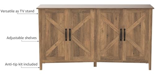 VASAGLE-Storage-Cabinet-Buffet-Cabinet-Sideboard-Credenza-with-Adjustable-Shelves-for-Living-Room-Entryway-Rustic-Walnut-ULSC381T41 VASAGLE Storage Cabinet Buffet Cabinet Sideboard Credenza with Adjustable Shelves for Living Room Entryway Rustic Walnut ULSC381T41