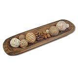 Cuenco decorativo de madera vintage tallados a mano, campo de granja, restaurante, cafetería, lugar pan, fruta, aromaterapia. (20 x 6 x 2 pulgadas)