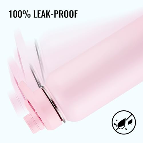Image of Fijinhom Insulated Water Bottle with Handle, 304 Stainless Steel Water Bottles with Wide Mouth, Double Wall Vacuum Sports Water Bottle, BPA Free, Keep Cold and Hot, 32 Ounces Pink