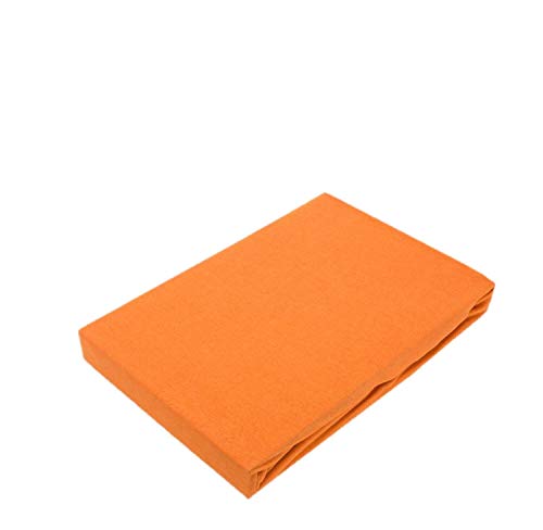 EXKLUSIV HEIMTEXTIL - Sábana Bajera Ajustable con Dobladillo elástico, naranja, 120 x 200 cm